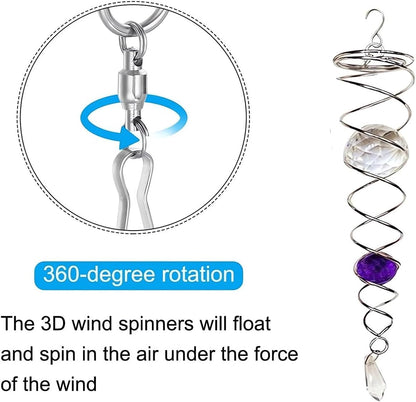Decorative Spiral - 2024 New Gazing Ball Spiral Tail Wind Spinner Stabilizer, Spinfinity Designs Hanging Kinetic Wind Spinners Decorative Spiral Crystal Sun Catchers Rainbow Maker (Green, 12in)