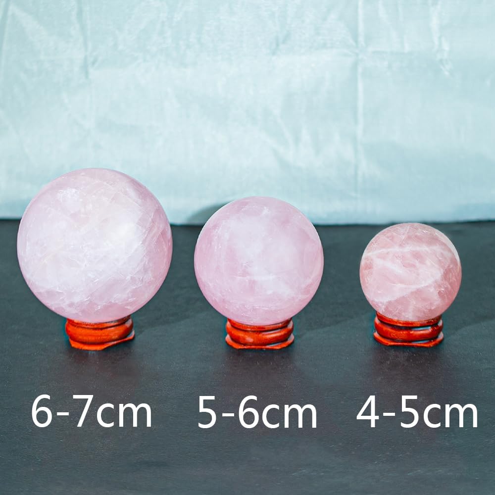 5-6CM/1.97-2.36inch Natural Pink Crystal Ball Rose Quartz Sphere Polished Divination Ball Decorative Sphere Healing Crystals Ball Stone Crafts Home Decor Ornament Gifts (50-60mm, Pink Crystal)
