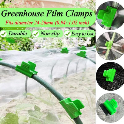 32pcs Greenhouse Frame Clips, 25mm Fixed Greenhouse Pipe Clamp Shading Film Row Tunnel Hoops Windproof Set for Greenhouses Plant Frame Shelter Netting Cover Replacement, for 24-26mm PVC Tubes