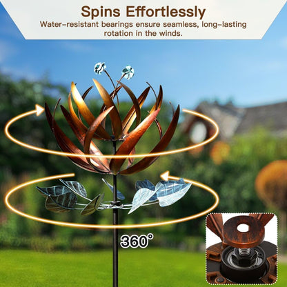 Wind Spinners for Yard and Garden, Wind Spinners Outdoor Large Metal, 84 inch Kinetic Wind Spinner & Wind Sculptures, Windmill Decor(Lotus)