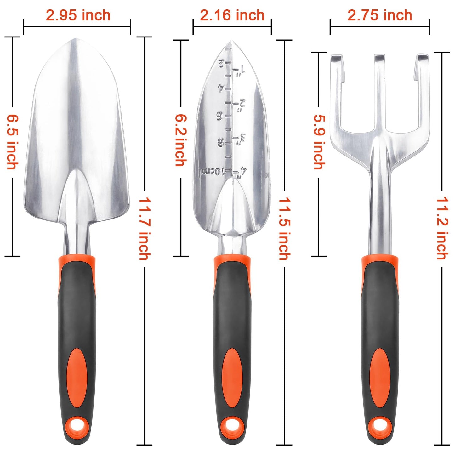 Garden Tools Set, 3 Pack Heavy Duty Gardening Tools Set Include Garden Shovel, Transplant Trowel