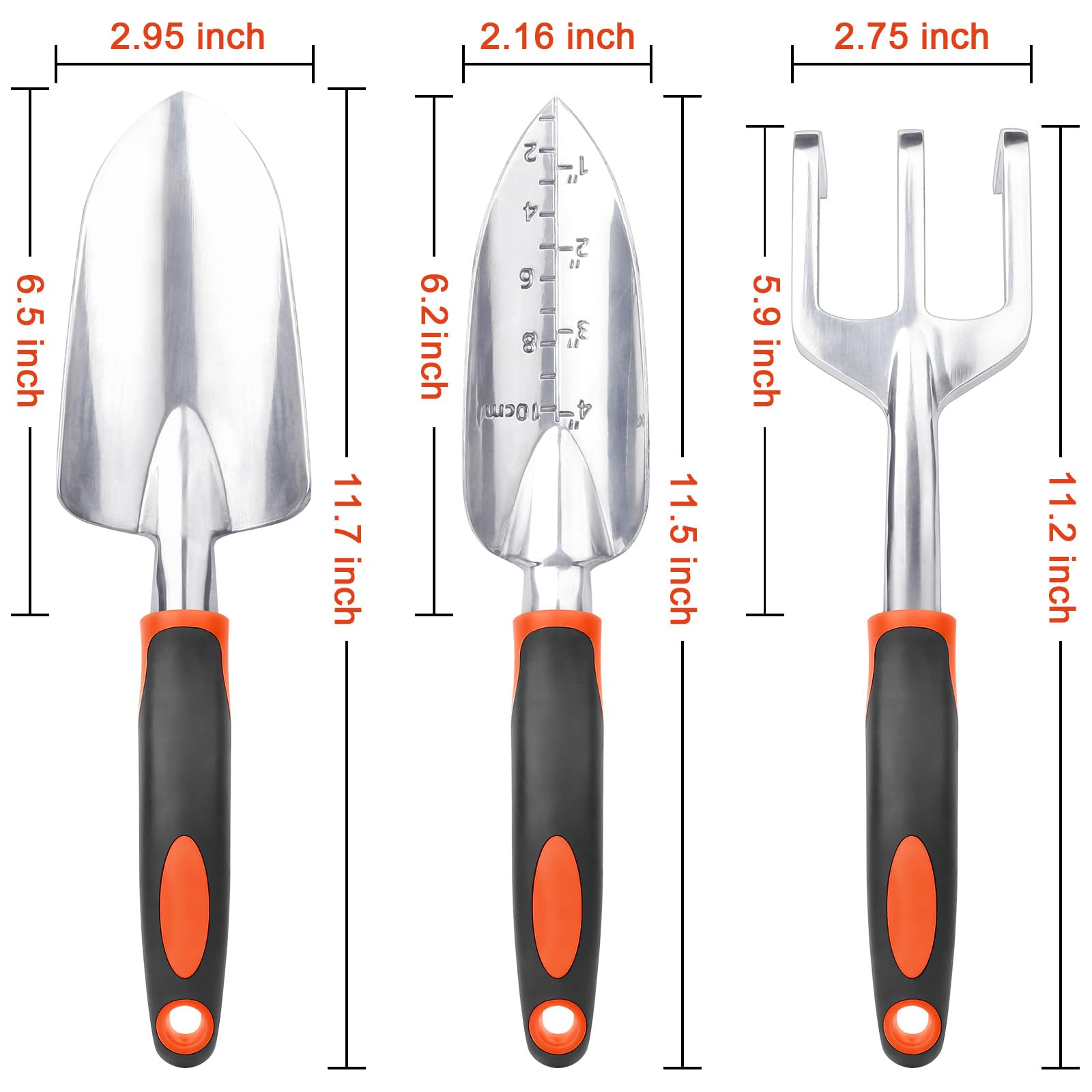 Garden Tools Set, 3 Pack Heavy Duty Gardening Tools Set Include Garden Shovel, Transplant Trowel