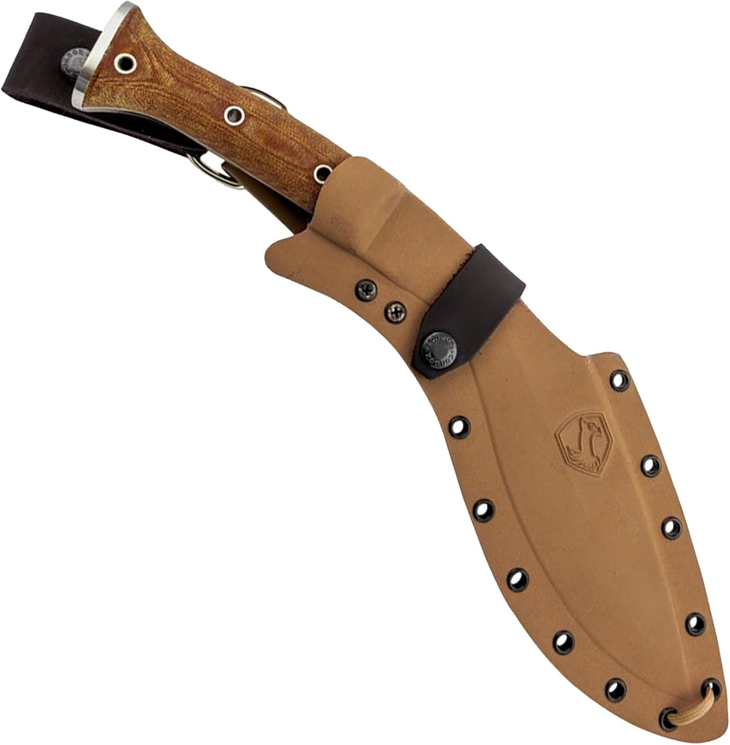 Condor Tool & Knife K-tact Kukri Knife Desert | Gardening Machete | Micarta Handle | Kydex with Leather Belt Loop Sheath | Convex Grind | 6mm Thick | 10in Blade | 32.4oz