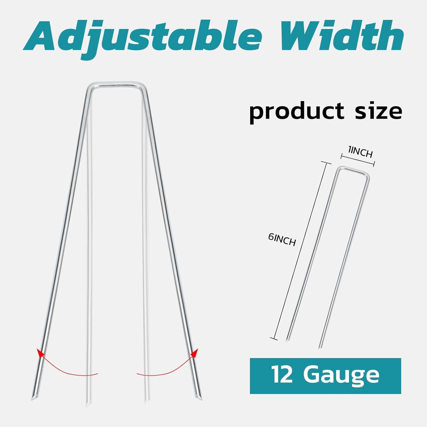 Landscape Staples 6 Inch 100 Pack, Galvanized Garden Staple Anti-Rus Landscaping Stakes Lawn Stakes for Securing Weed Barrier Fabric, Yard Lawn, Plant Cover