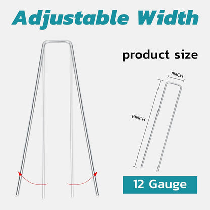 Landscape Staples 6 Inch 100 Pack, Galvanized Garden Staple Anti-Rus Landscaping Stakes Lawn Stakes for Securing Weed Barrier Fabric, Yard Lawn, Plant Cover