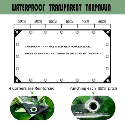 8' X 10' Clear Tarps Heavy Duty Waterproof PVC Vinyl 14 Mil Thick, Glass Tarpaulin with Metal Grommets, Protects Against Water, Tear, Cold Weather Resistan for Greenhouse Balcony Garden