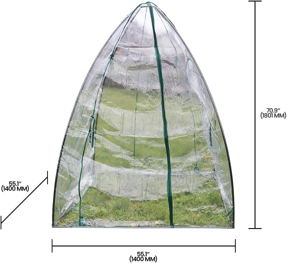 Winter Greenhouse Grow Tent SH3287 Portable Garden DIY Mini Green House Kit Steel Frame, Transparent Cover, 55.1 x 55.1 x 70.9-inches