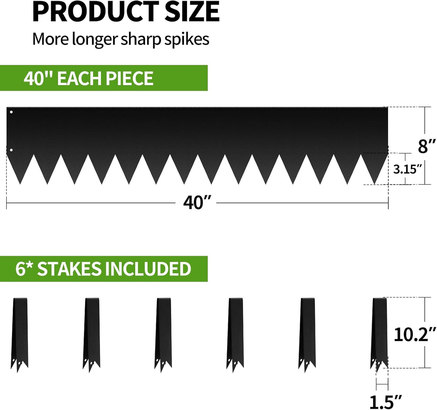 Steel Landscape Edging 6 Pack 40" L x 8" H Strips Hammer-in 14-Gauge Steel Garden Bed Metal Borders with 6 Clips, Bendable Edge for Garden, Yard, Lawn(Black, 20Ft)