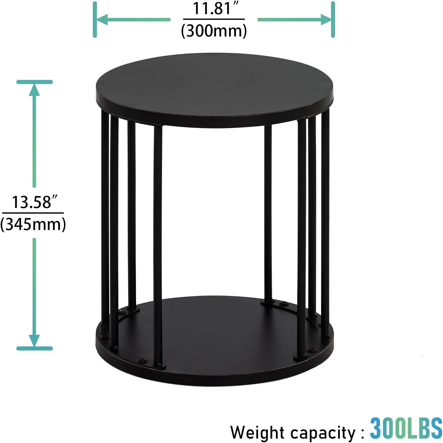 HDANI Wooden Stool Set of 2 for Kids,Adults,300lbs Load Capacity Garden Round Wood Stool,Non-Slip Small Step Stool for Plant Stand,Kitchen,Bathroom and Bedroom,Black