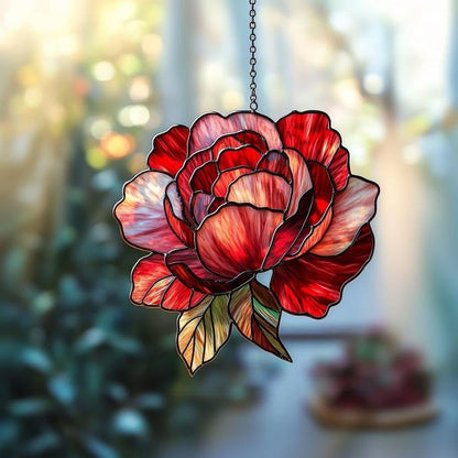Peony Acrylic Suncatcher Home Decor Window Gift for Her Lover Gardening November Birth Flower Sun Catchers Windows Indoor Hanging Decorations Outdoor