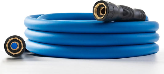 5/8" Female to Female Hot/Cold Water Leader Hose 15ft, -50℉ to 190℉ Flexible,Burst 600 Psi 3/4" Brass Fittings with Swivel Grip Handle for Outdoor,Yard, Farm, Blue