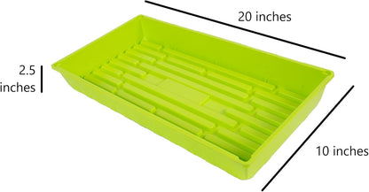SUNPACK 10" x 20" Mega Plastic Seed Starting Tray, Lime Green, 2.5" (Pack of 10) - No Drainage Holes, Ideal for Greenhouses or Indoor Gardening - Made of Thick, Strong Plastic