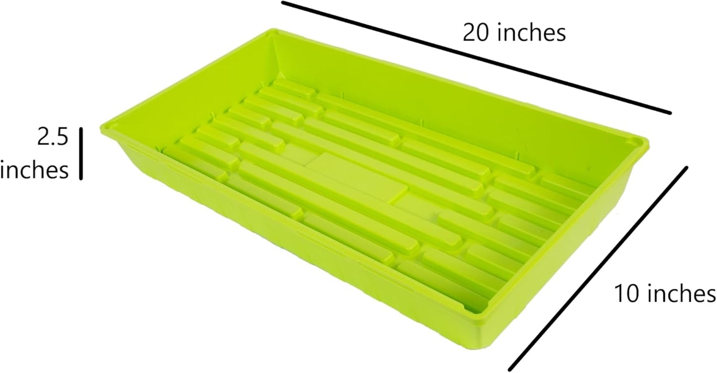 SUNPACK 10" x 20" Mega Plastic Seed Starting Tray, Lime Green, 2.5" (Pack of 30) - No Drainage Holes, Ideal for Greenhouses or Indoor Gardening - Made of Thick, Strong Plastic