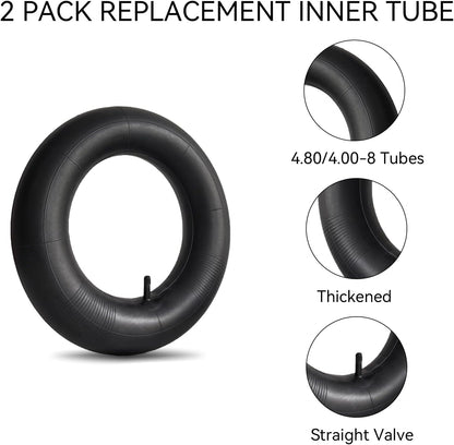4.80/4.00-8" Inner Tubes 4.80-8 4.00-8 480/400-8 with Straight Valve Stem for Wheelbarrow, Hand Truck, Garden Cart, Mowers Pack of 2