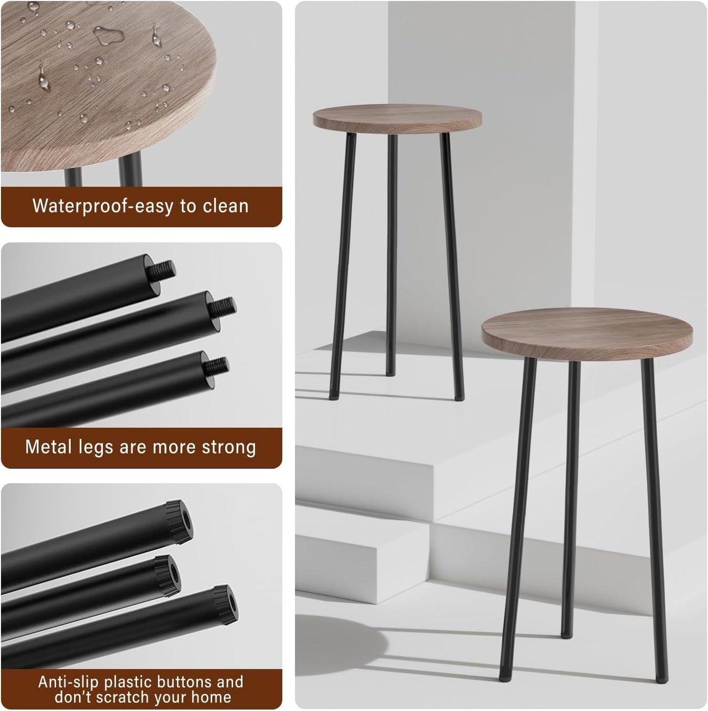 Plant Stand Indoor 2 Pack: Corner Wood 20 Inch Plant Stand Mid Century Modern Decor - Small Round Plant Table for Indoor Plants - Outdoor Plant Holder for Patio Living Room Bathroom Office (Grey Wood)