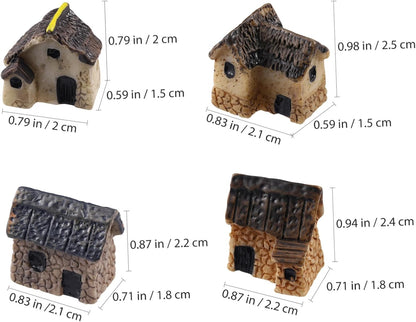 KESYOO 4pcs Miniature Gardening Landscape Resin Micro Village Houses for DIY Bonsai Terrarium Crafts