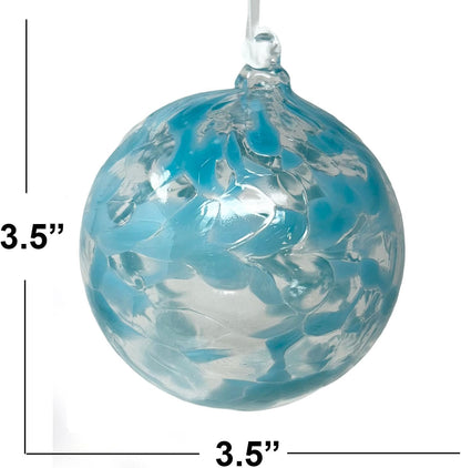 Small Friendship Glass Ball Globe - Turquoise 3.5 inch Hand Blown Handmade Hanging Garden Gazing Ball Indoor Outdoor Home Décor
