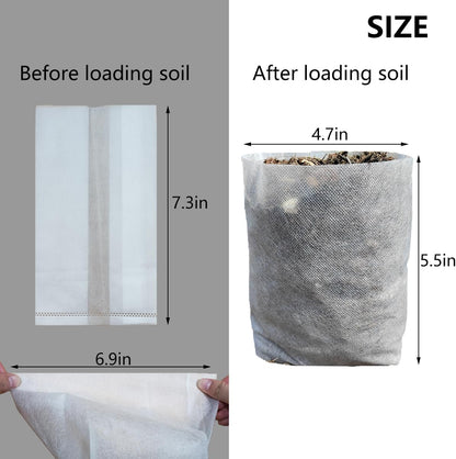 Belit 100 Pcs Nursing Growing Pouch, Garden Grow Bag for High Seedling Survival Rate Planting Plant Flower Seed Starting (7.3"x6.9")