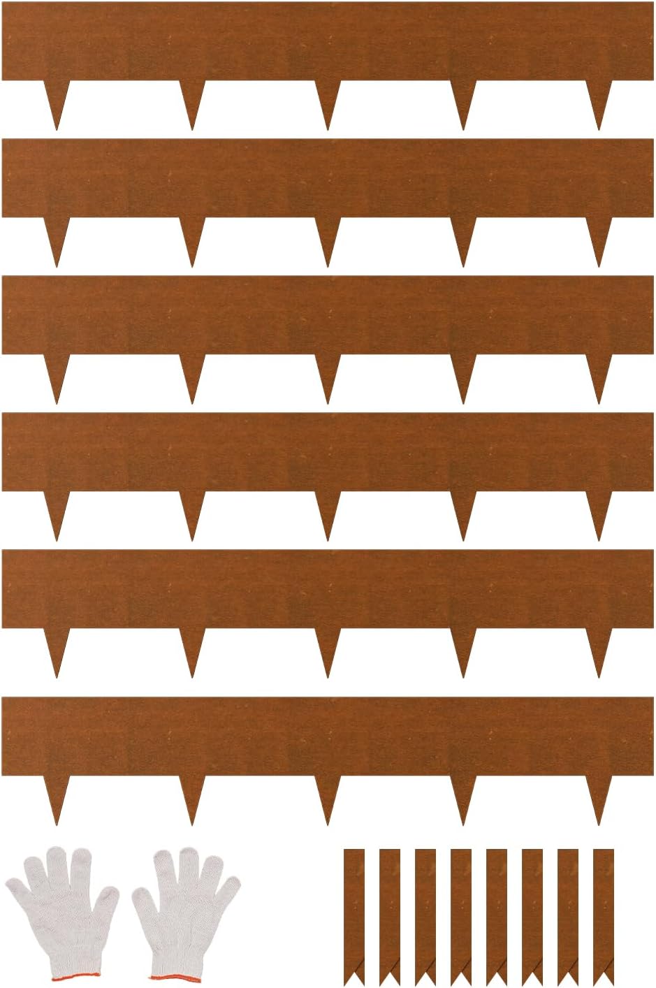 VEVOR Steel Landscape Edging, 6 Packs 40 x 8 in Weather-Resistant & Pre-Rust Metal Landscape Edging, Bendable Garden Edging Border, Shark Spike, Lawn Edging for Flower Bed Yard Pathway Divider