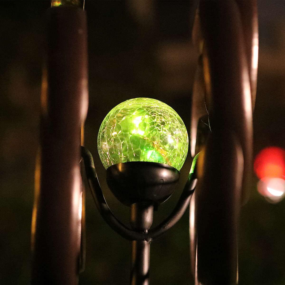 Solar Powered Glass Ball+Accessories - for Solar Wind Spinner Replacement Solar Light Parts (Bronze)