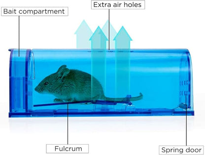 Humane Mouse Trap | Catch and Release Mouse Traps That Work | Mice Trap No Kill for mice/Rodent Pet Safe (Dog/Cat) Best Indoor/Outdoor Mousetrap Catcher Non Killer Small Capture Cage (Blue)