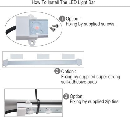 Grow Light Strip Kit 45W, 4 pcs 16 Inches LED Grow Light Strips with Extension Cables, Mounting Accessories for Greenhouse, Grow Shelf. Perfect for Indoor Growing-(4-Strip-Kit)