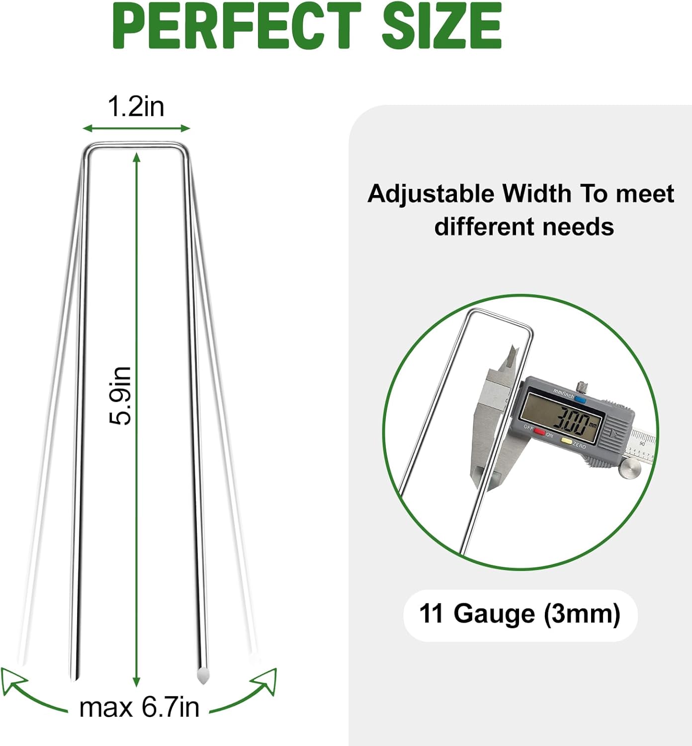 6 Inch Garden Stakes, 50 Pack Landscape Staples Anti-Rust 11 Gauge Galvanized Ground Stakes Pins for Yard Fabric, Lawns, Weed Barriers, Landscape Fabrics, Irrigation Hose