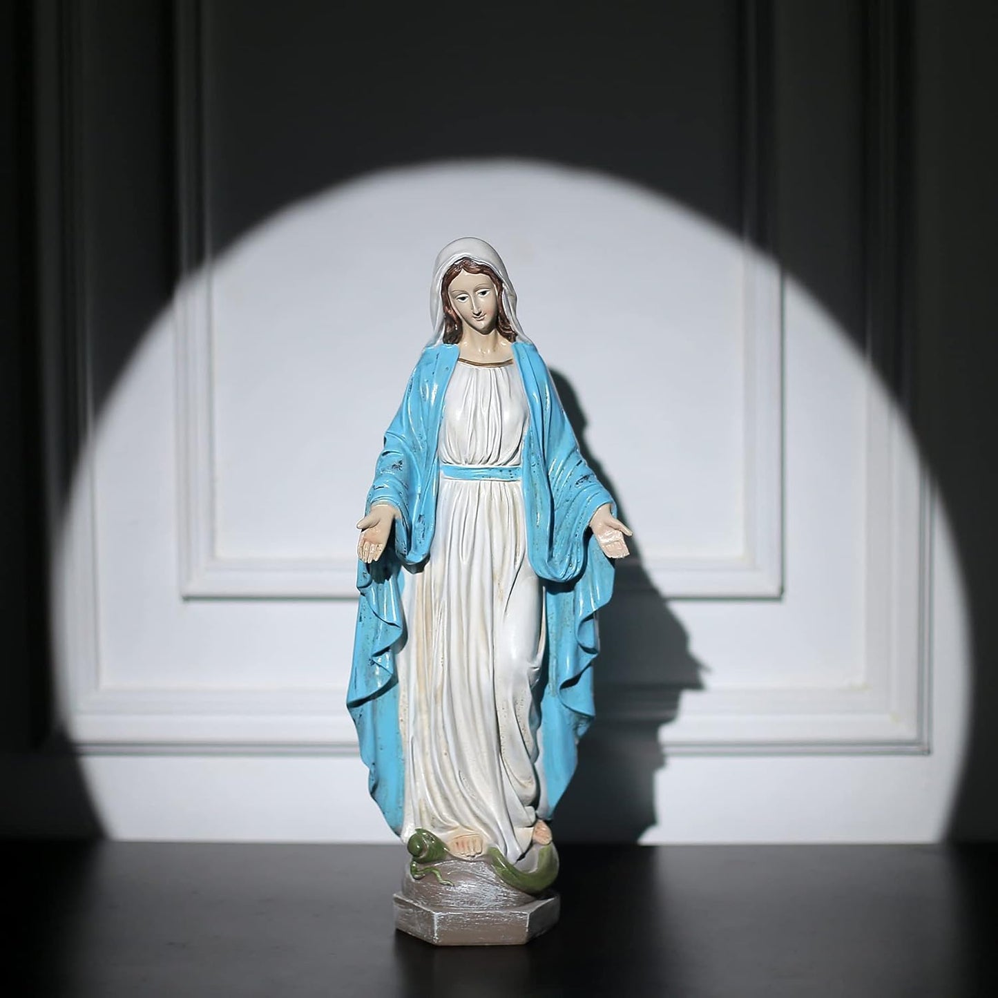 Our Lady of Grace Blessed Virgin Mother Mary Statue Catholic Religious 15.8 Inch Colored Resin Statue Figurine for Garden, Outdoor, Patio, Cemetery Grave Stone (Monther Mary)