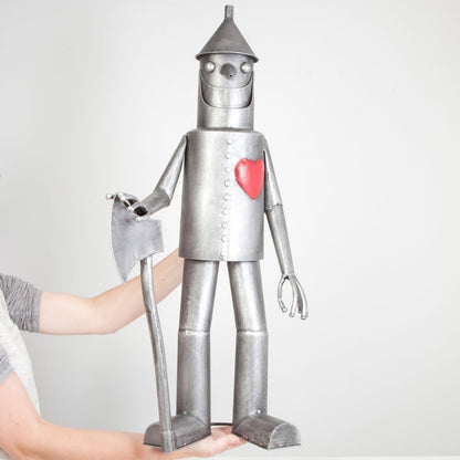 Bits and Pieces - 30 ½” Tall Tin Woodsman with a Heart Garden Statue - Yard Decorations - Outdoor Sculptures - Garden Decor - Tin Man Yard Art
