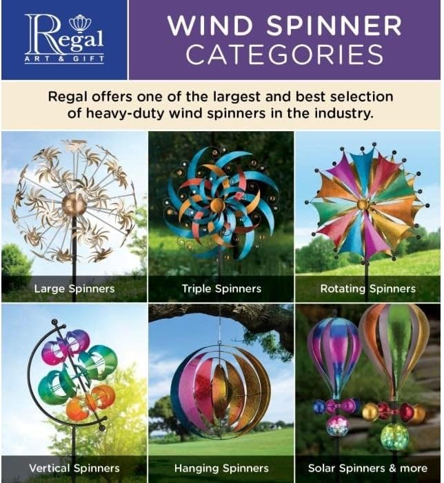 Regal Art & Gift Copper Petals Wind Spinner – Metal Yard Decorations Outdoor | Kinetic Garden Spinner for Lawn, Pathway, or Flower Bed | Weather-Resistant Outdoor Sculpture - 24 Inch