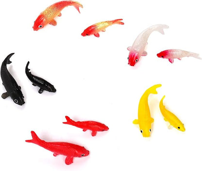 ZENFUN 50 Packs Mini Koi Fish, Cute Miniature Fish Fake Mini Fish Set, Plastic Small Koi Fish, Tiny Fish Model Bulk for Ornament Supplies, Cake Decoration, Fish Tank DIY, Fairy Garden Supplies