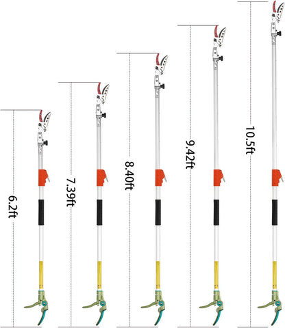 Extendable Tree Cutter, 6.23-10.5 FT Telescopic Pole Pruner, Lightweight Aluminum Handle, Teflon-Coated Blade, Cuts Up to 1/2 Inch, Ideal for Fruit Picking & Tree Branch Cutting | LFX118