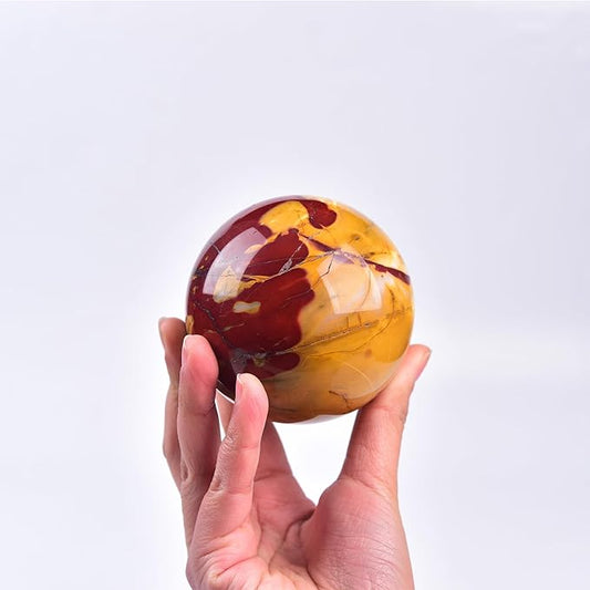 JIC Gem Yellow Healing Crystal Ball Sphere Natural Gemstone Ball Egg Yolk Stone Crystal Decorative Ball Chakra Meditation Reiki Home Office Decoration 8-9cm