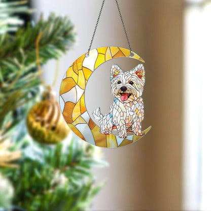 Westie Ornaments Decor for Christmas Tree - Westie Gifts for Women Men - Westie Home Kitchen Room Christmas Decorations - 2D Flat Acrylic Ornament Window Hanging