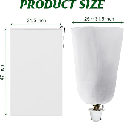 Alpurple 3 Packs Winter Drawstring Plant Covers - 47" X 31.5" Warm Plant Protection Cover Bags, Frost Cloth Blanket Protecting Fruit Tree Potted Plants from Freezing Animals Eating