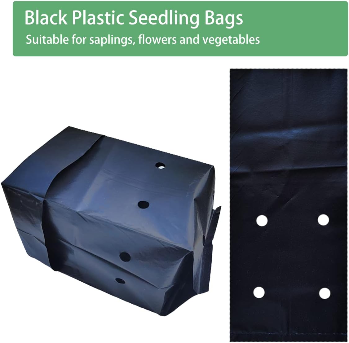 Belit 100 Pcs Plant Nursery Bags, Plastic Seedling Pots Container for Fruit Tree, Flower, Starting saplings, Plant Grow(3.5"x6.6")