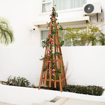 Wooden Obelisk Trellis The Ideal Support for Indoor and Outdoor Gardens, 68''H×20''W, Perfect for Tomatoes, Cucumbers, and Climbing Plants, Can Also be Used as a Background Decoration