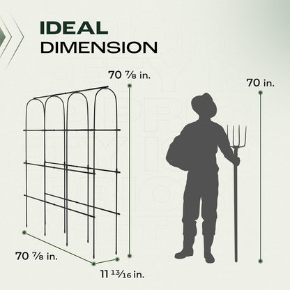 Idzo Arched Trellis for Raised Garden Bed, 70in Stainless Steel Tunnel Vegetable Trellis w PE Coating Protects Against Rust, Space-Saving Cucumber Trellis for Climbing Plants Outdoor, Easy to Maintain