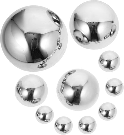 GANAZONO Gazing Balls Stainless Steel Garden Mirror Globes 10pcs Hollow Ball Reflective Shiny Half Sphere Floating Pond Balls Seamless Gazing Globes for Ornament Decorations