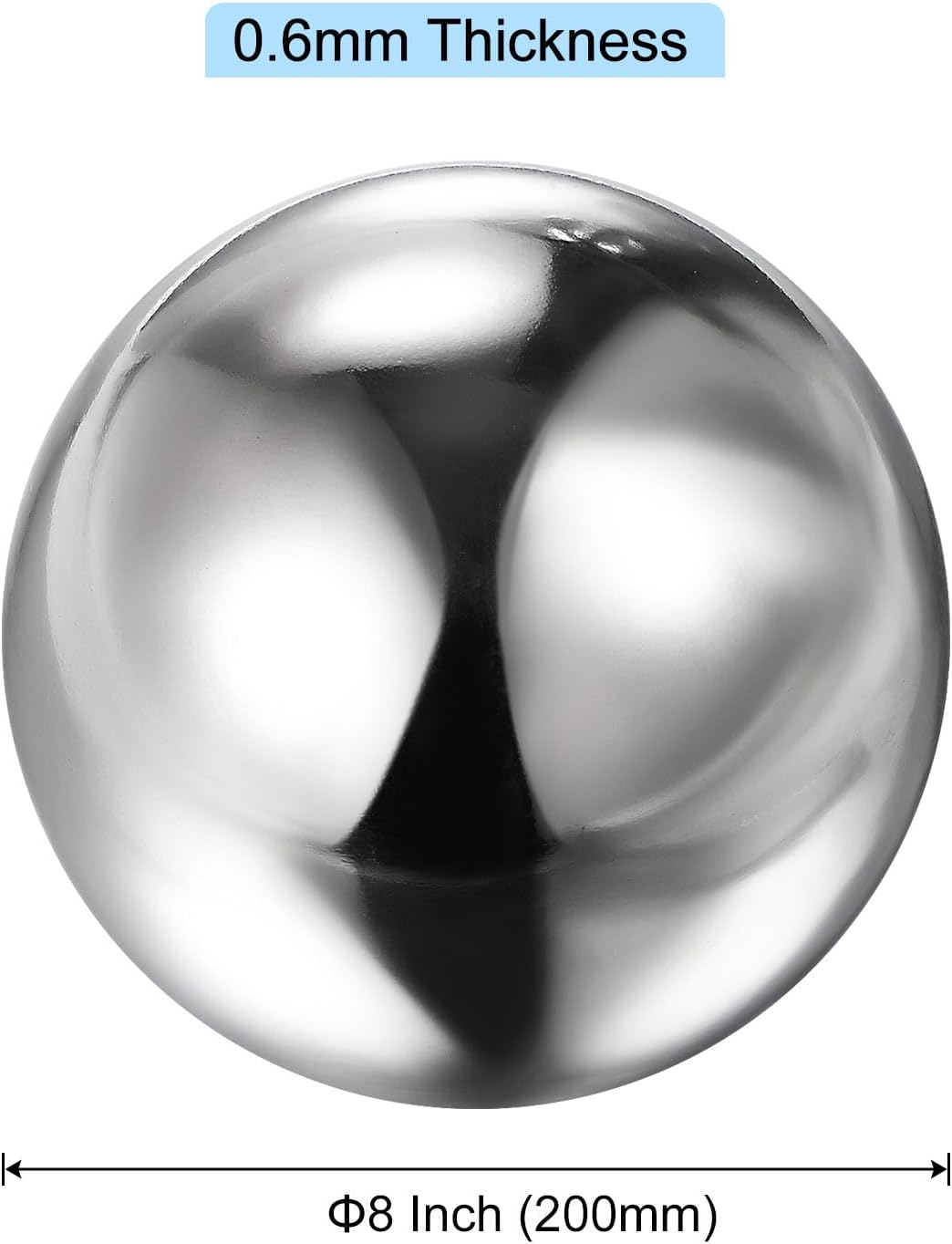 uxcell Gazing Ball 8 Inch 200mm Reflective Sphere Polished Hollow Ball, Stainless Steel Gazing Globe Mirror Ball for Home Outdoor Decoration, Silver Tone