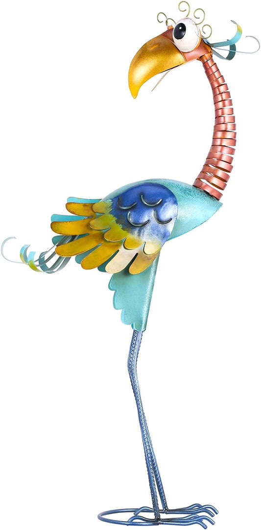 Tooarts Metal Garden Bird Statue Standing Animal Backyard Ornaments Outdoor Sculpture for Lawn
