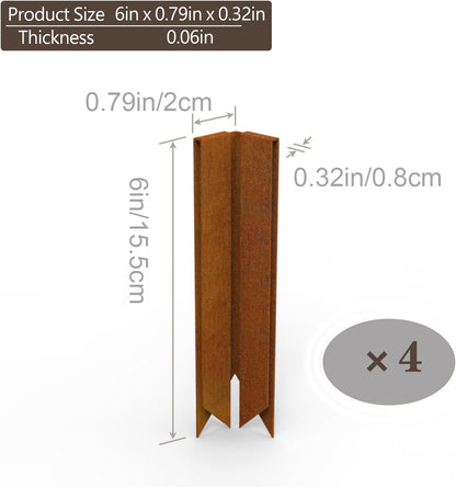 Cor-Ten Steel Landscape Edging Connector Clip with Rust Patina Finish, Pre-Rusted Cor-Ten Connector Clip, 6 in
