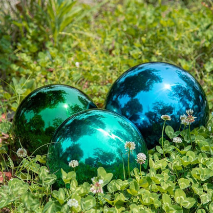 VANZACK Stainless Steel Gazing Ball Gazing Globe Mirror Ball Mirror Polished Hollow Ball Reflective Garden Sphere Polished Ornament Sphere for Garden Home Ornament Green