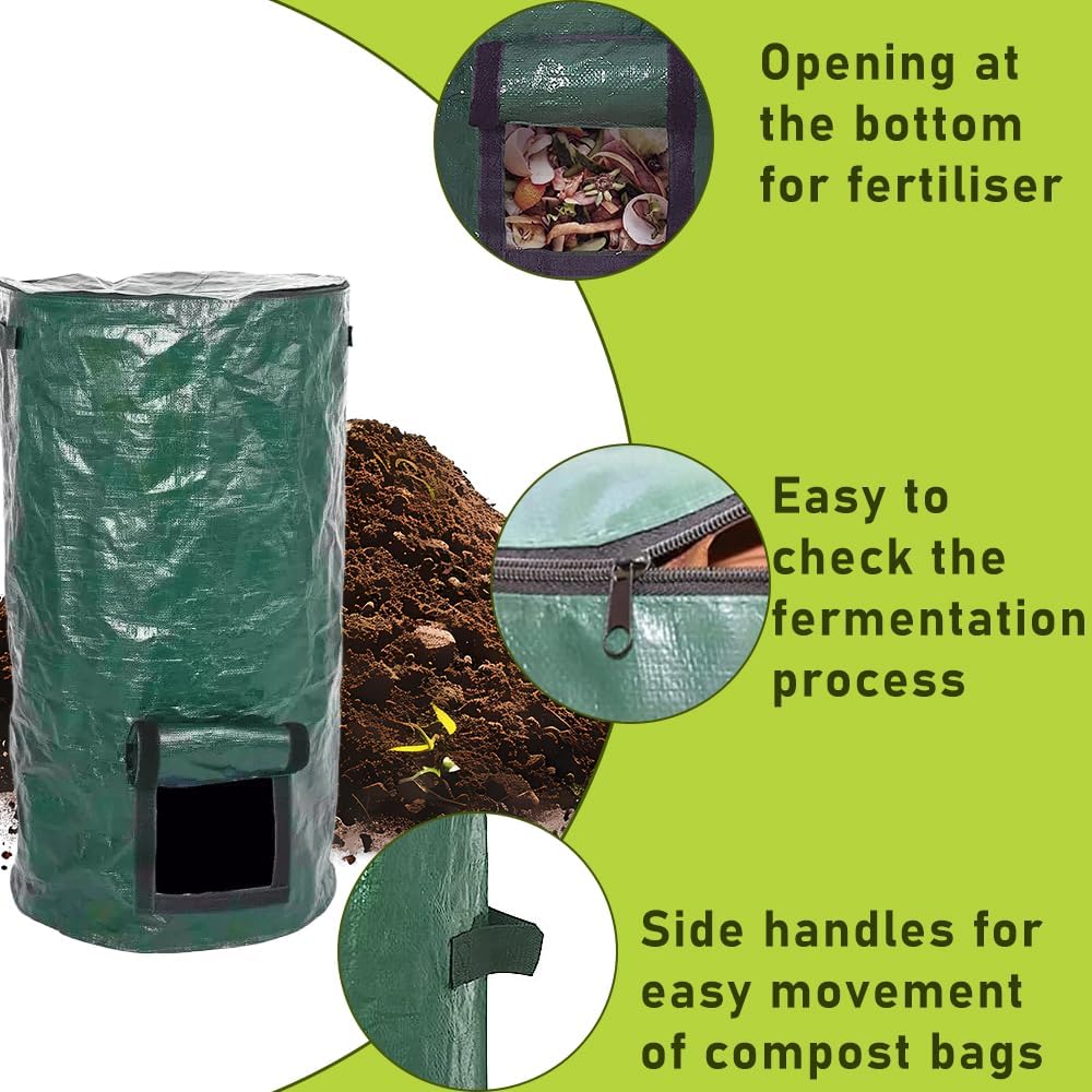 2 Pcs Collapsible Garden Compost Bin, Yard Waste Container Bags, Countertop Compost Tumbler Bin with Lid Kitchen and Outdoor, Outdoor Composting & Yard Waste Bins