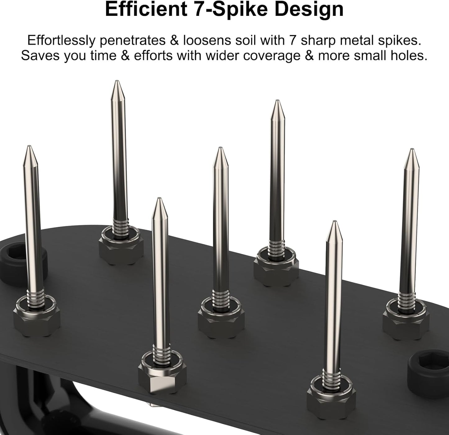 Hand Tiller Garden Tool Lawn Aerator Spike Manual Tool Portable Handheld Aerator Lawn Tool with 7-Iron Spikes, Pre-Aessmbled Small Grass Aerator Tool, Cultivator Tiller Soil Lossener