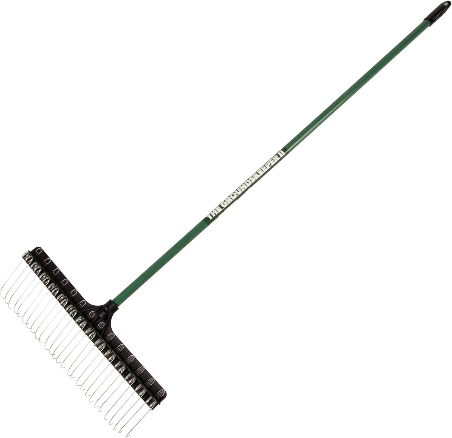 THE GROUNDSKEEPER II Green Rake 55-inch Lightweight Fiberglass Handle, 21-inch Head, Durable Steel Tines for Gardening, De-Thatching or Professional Landscaping