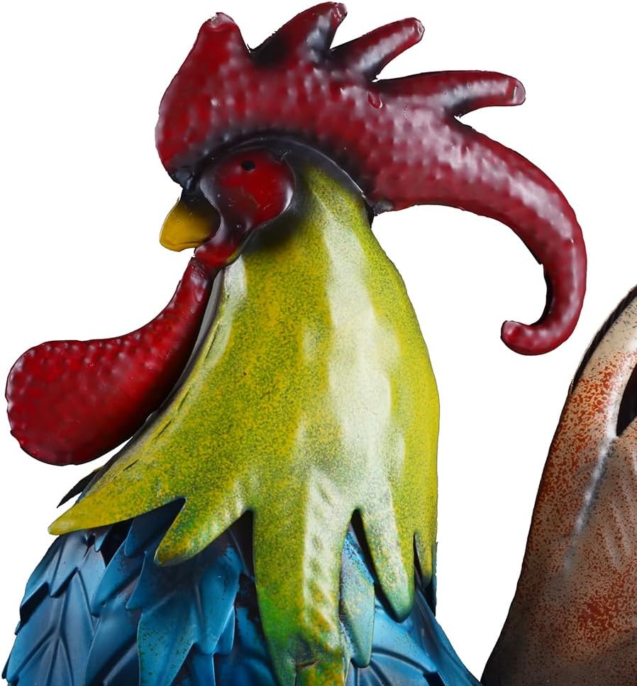 Rooster Statue Vintage Chicken Animal Sculpture Garden Decoration Metal Yard Art for Patio Lawn Backyard Outdoor Indoor Decoration