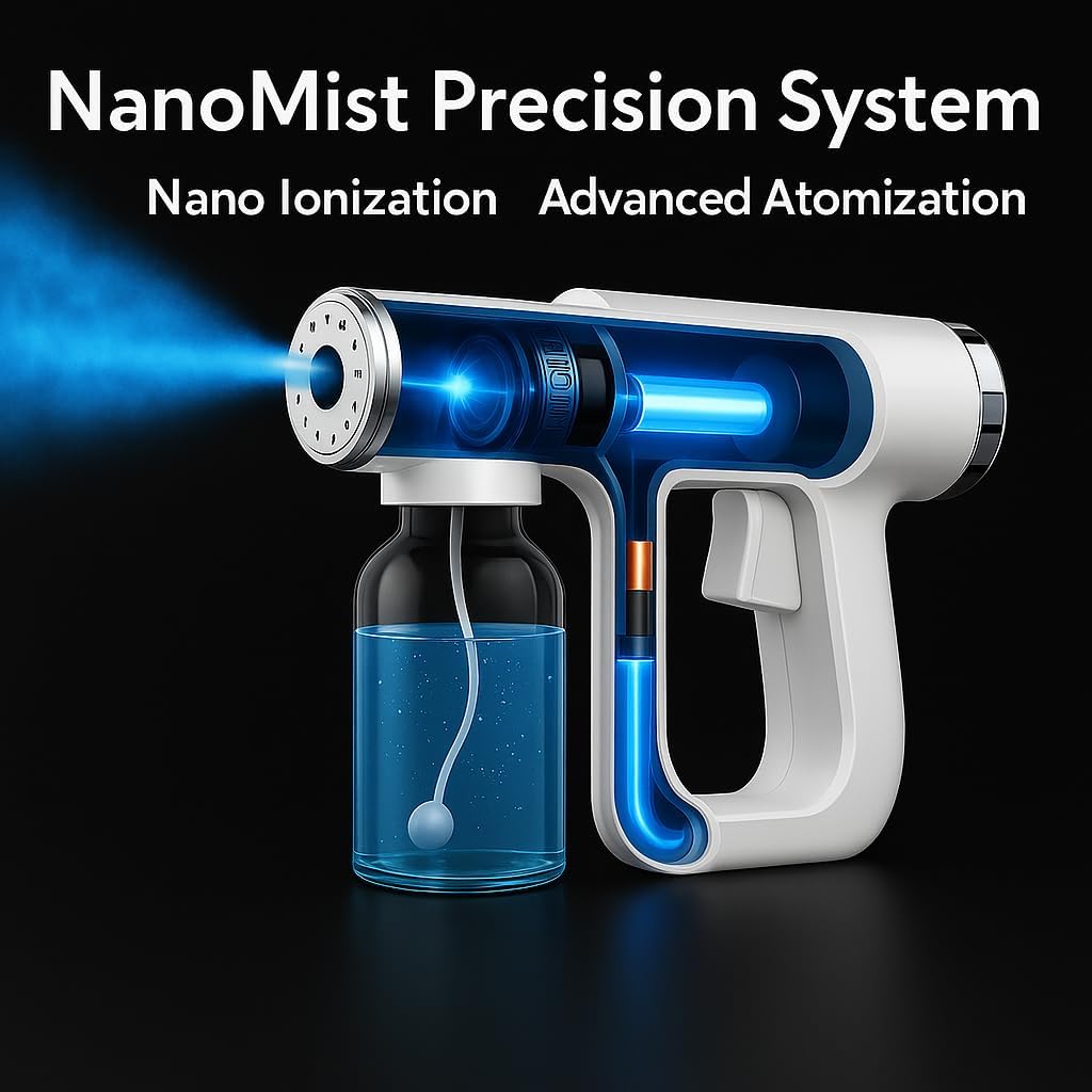 The Original Disinfectant Fogger Machine - Professional Sanitizer Sprayer - ULV Atomizer & Nano Steam Gun – Rechargeable Barber Spray Gun with Blue Light V2