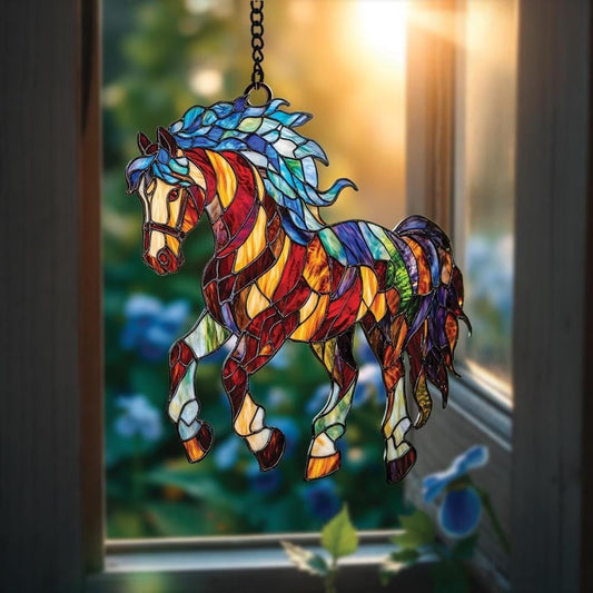 Horse Spiritual Acrylic Suncatcher Stained Glass Effect Window Car Hanging Christmas Ornament