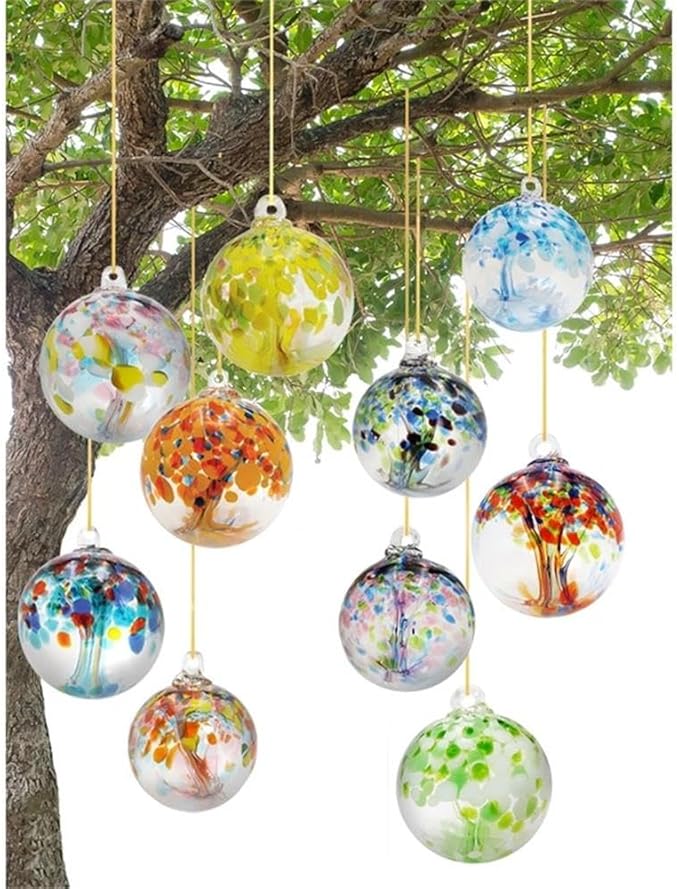 Dale Tiffany Hand Blown Glass, 6" Diameter Celtic, Tree of Life Collection, Witch Globe Hanging Garden Indoor/Outdoor Decorative Ornament Gazing Ball